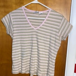 Striped Tshirt green & light pink